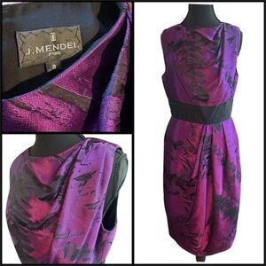 J. Mendel Stunning Purple & Black Sleeveless Midi Dress Size 8